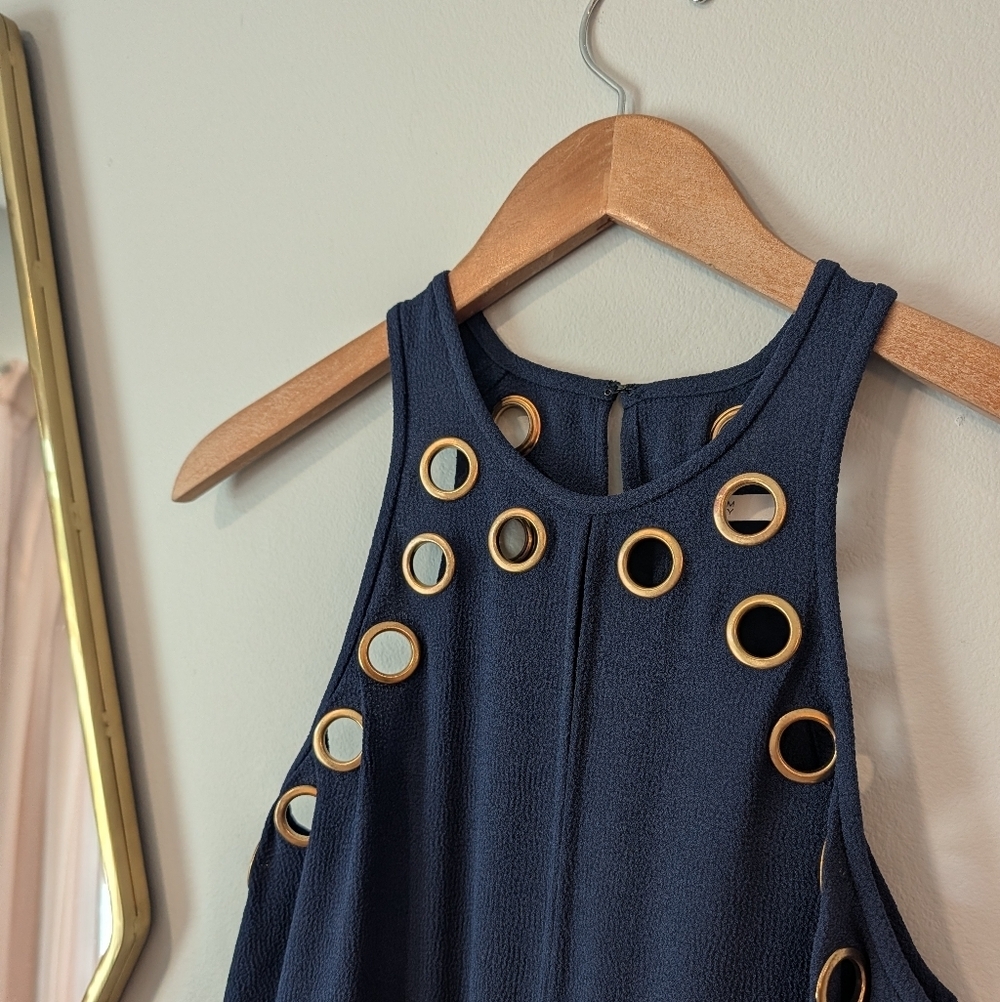 Derek Lam 10 Crosby  Navy Flared Jumpsuit Size 6 - Picture 2 of 9